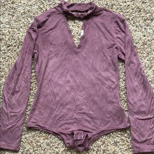 Purple Long Sleeves Bodysuit